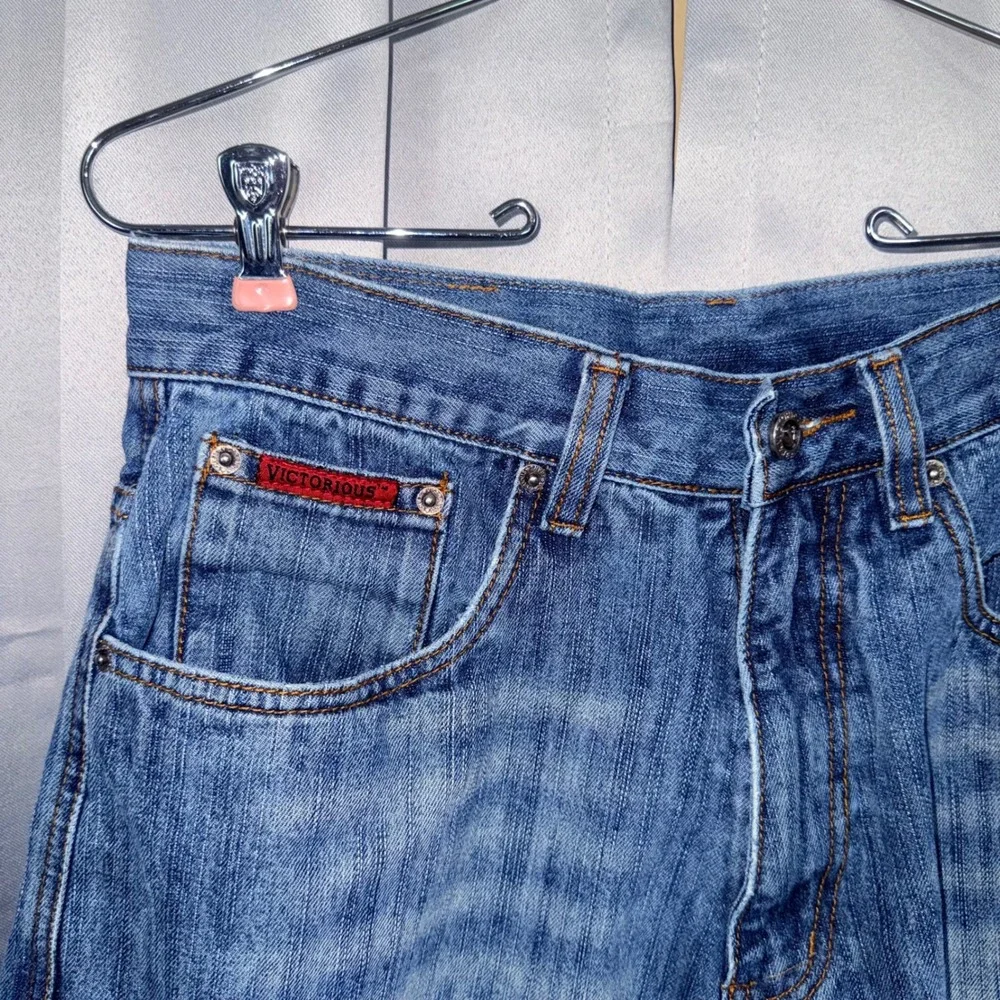 Victorious Urban Underground Denim Cargo Shorts Jorts Mens 32 Baggy Y2K Skate
